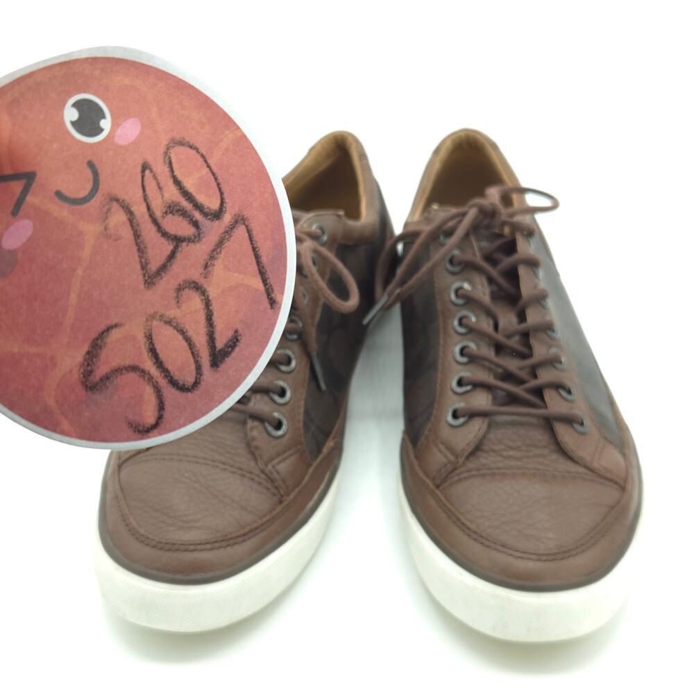 Coach Porter Men's Size 9 Low Top Brown Leather Sneakers - Picture 8 of 9